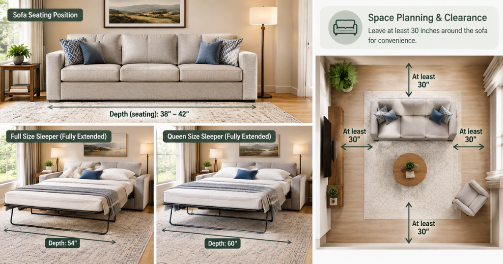 Lane Sleeper Sofa Sizing and Space Planning