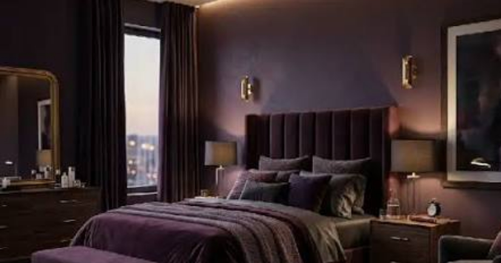 deep purple bedroom idea